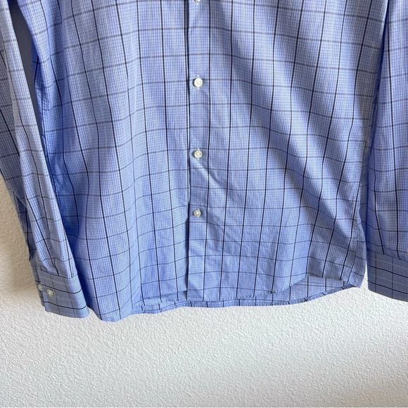 BOSS Men’s Button Down Checkered Blue Shirt - Picture 3 of 8